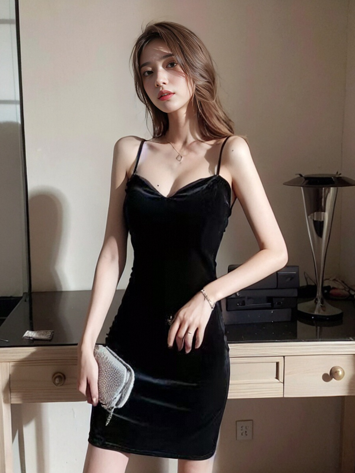 ベルベットキャミソールタイトドレス