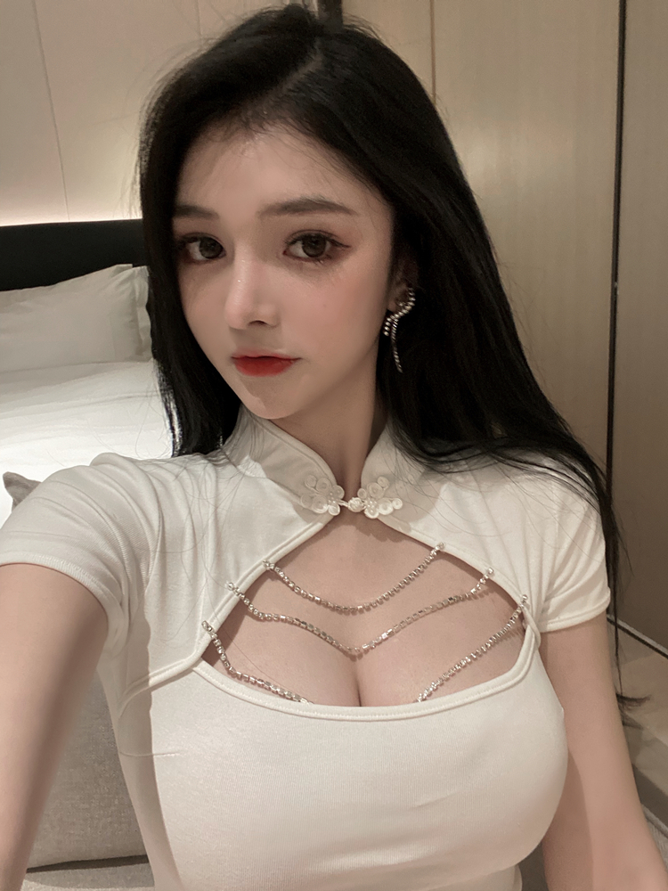 チャイナネックジュエリーミニドレス