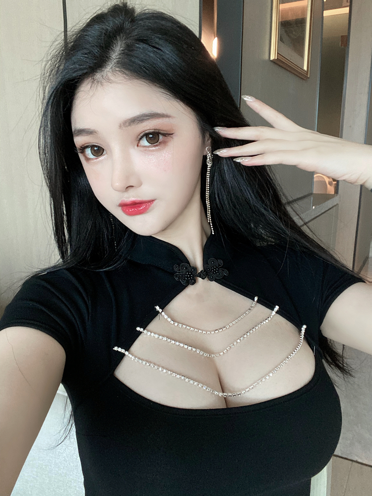 チャイナネックジュエリーミニドレス